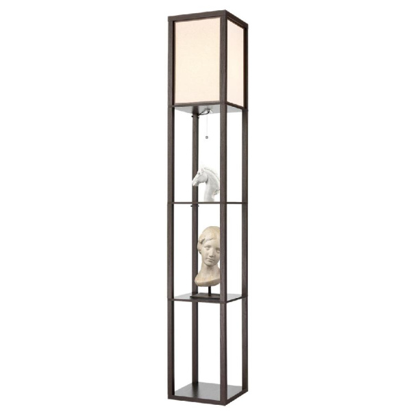 8090/1F COMFI LN25 361 кофейный/белый, дерево/текстиль Торшер Е27 1*60W 220V PRACTIC