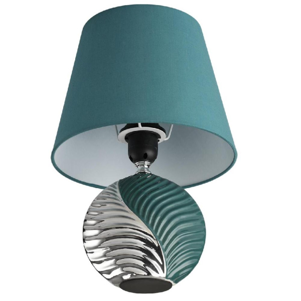 8139/1T MODERNI LN25 000 бирюзовый/серебро, керамика/текстиль Настольная лампа Е27 1*60W 220V TAPALA
