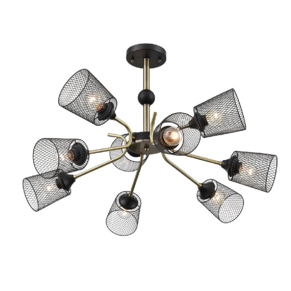 8191/9C COUNTY LN25 253 черный/античная бронза/черный металл Люстра потолочная Е27 9*60W 220V ABRIS