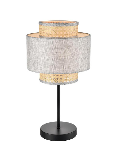 8043/1T MODERNI LN25 266 черный/серый/бежевый, металл/текстиль/ротанг Настольная лампа Е27 1*60W 220V LAUNA