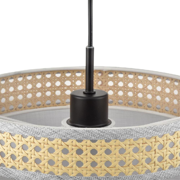 8043/1 MODERNI LN25 266 черный/серый/бежевый, металл/текстиль/ротанг Подвесной светильник Е27 1*60W 220V LAUNA