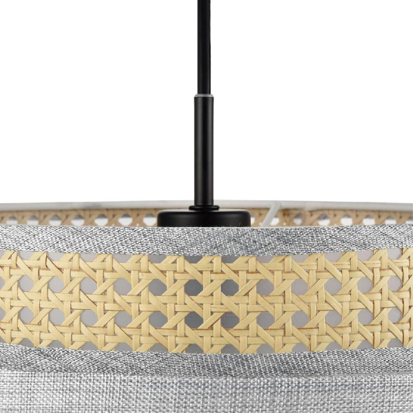 8043/1 MODERNI LN25 266 черный/серый/бежевый, металл/текстиль/ротанг Подвесной светильник Е27 1*60W 220V LAUNA