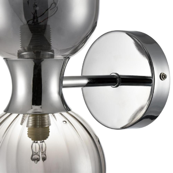 8114/2W MODERNI LN25 142 хром/дымчатый, металл/стекло Бра G9 30W + E14 40W 220V TAUNA