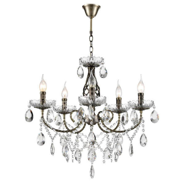 8190/5 CLASSI LN25 24 античная бронза, металл/хрусталь Люстра E14 5*40W 220V LINN