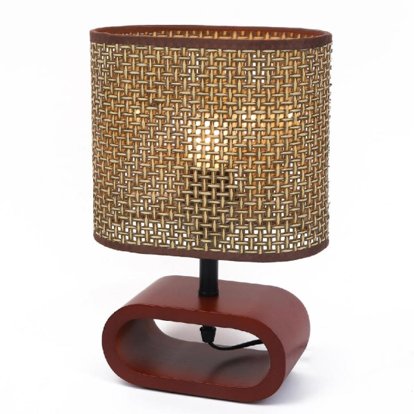8200/1T COUNTY LN25 391 кофейный/коричневый, дерево/текстиль Настольная лампа E27 1*60W 220V MADERANA
