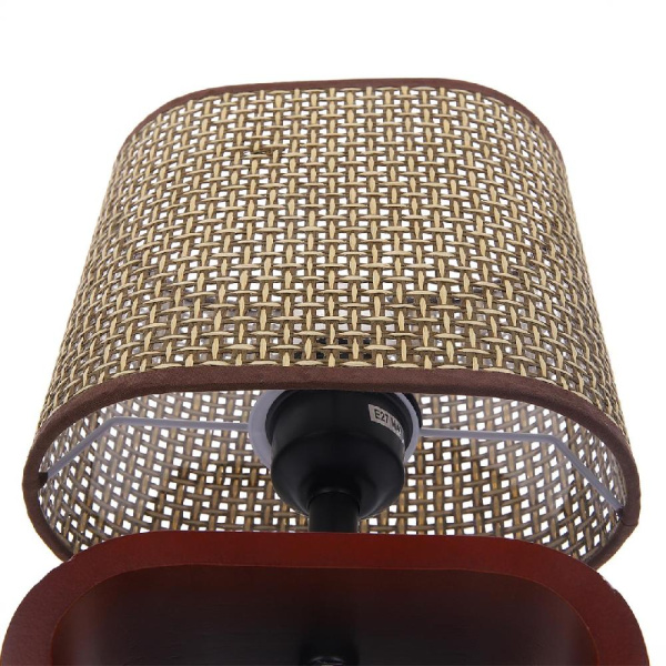 8200/1T COUNTY LN25 391 кофейный/коричневый, дерево/текстиль Настольная лампа E27 1*60W 220V MADERANA