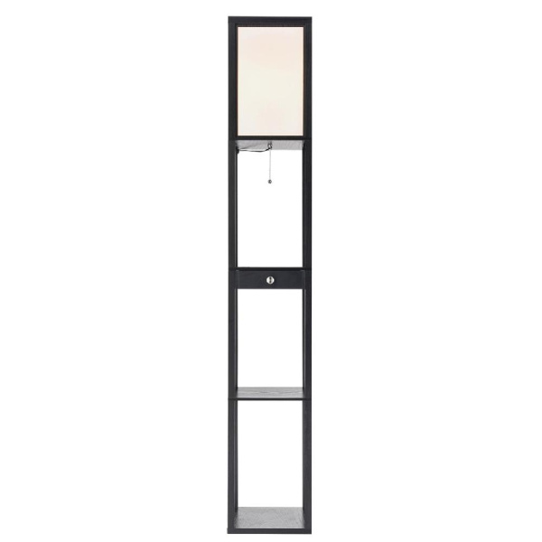 8092/1F COMFI LN25 361 черный/белый, дерево/текстиль Торшер Е27 1*60W 220V PRACTIC