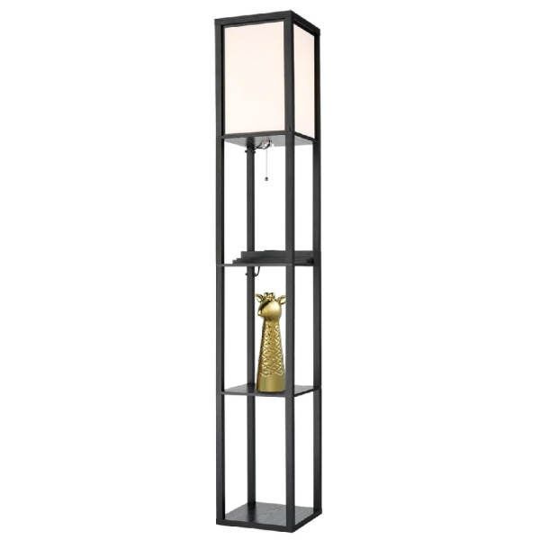 8093/1F COMFI LN25 361 черный/белый, дерево/текстиль Торшер Е27 1*60W 220V PRACTIC