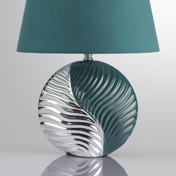 8140/1T MODERNI LN25 000 бирюзовый/серебро, керамика/текстиль Настольная лампа Е27 1*60W 220V TAPALA