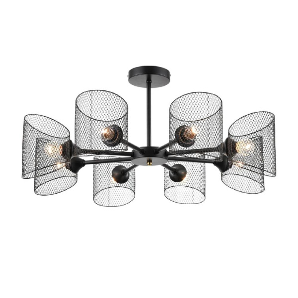 8238/8C COUNTY LN25 258 черный, металл Люстра потолочная Е27 8*60W 220V TIDINA