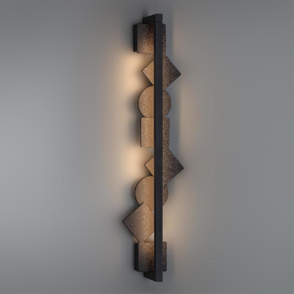 6692/12WL HIGHTECH ODL_EX25 129 Настенный светильник черный/фактура crack ice/металл/акрил поворотный на 360° IP20 LED 12W 3000K 220V GEOS