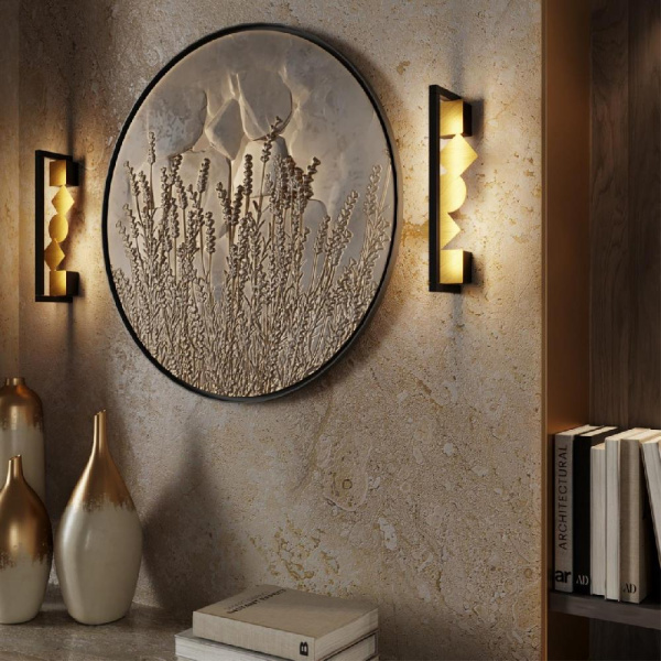 6691/12WL HIGHTECH ODL_EX25 129 Настенный светильник черный/.бронза браширов./металл/акрил поворотный на 360° IP20 LED 12W 3000K 220V GEOS