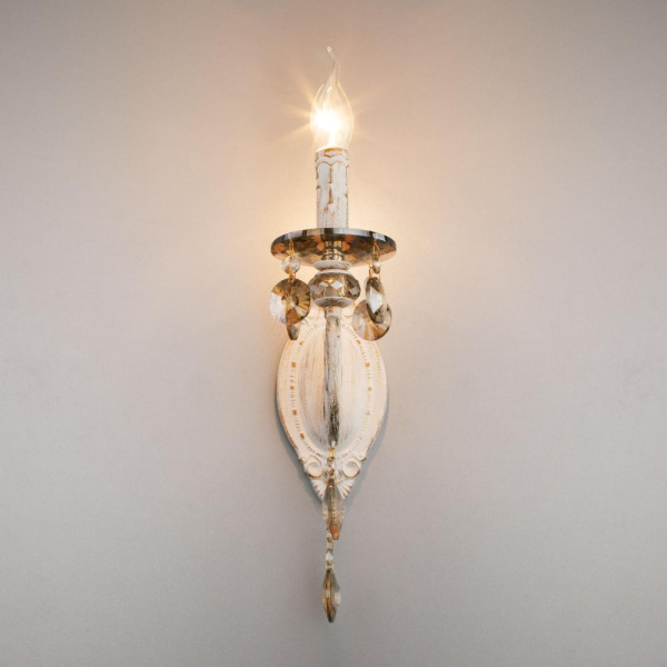 Бра с хрусталем 10104/1 белый с золотом