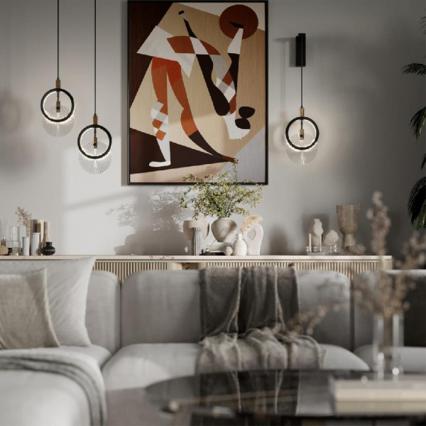 5421/17L HIGHTECH ODL_EX25 105 черный/золото/металл/стекло Подвес LED 17W 3000K 986Лм MERCURY