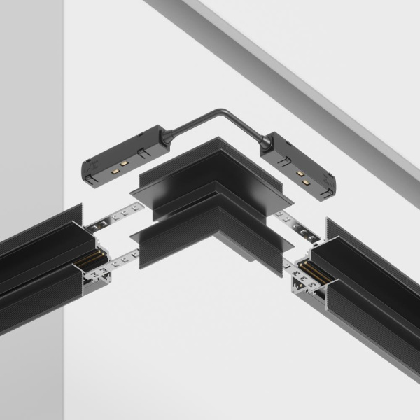 Угловой коннектор внешний Gravity встраиваемый черный