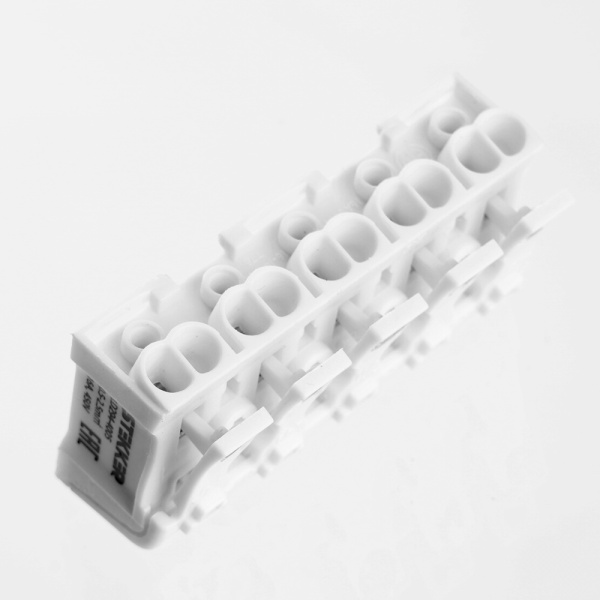 Клемма монтажная STEKKER, LD294-4005, для подключения фазных проводников, 5 контактных групп (3 ввода, 3 вывода на полюс)