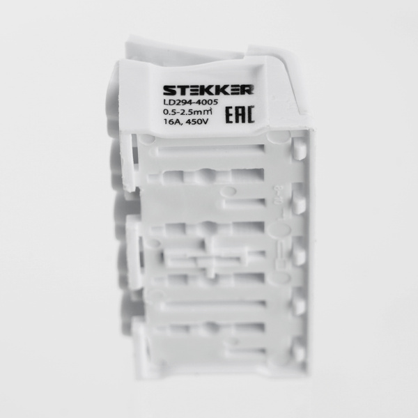 Клемма монтажная STEKKER, LD294-4005, для подключения фазных проводников, 5 контактных групп (3 ввода, 3 вывода на полюс)