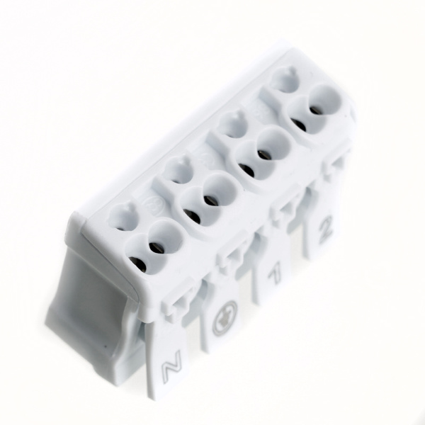 Клемма монтажная с/з STEKKER для подключения фазных проводников, 4 контактные группы (3 ввода, 3 вывода на полюс), LD294-5104