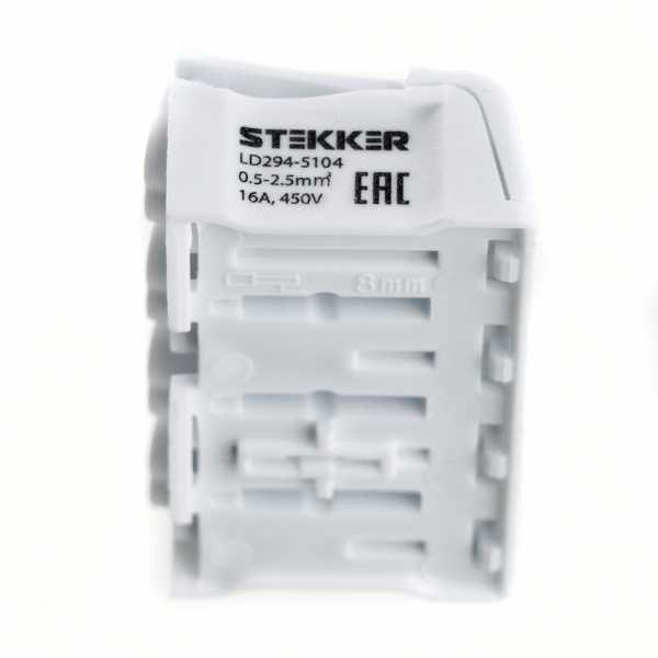 Клемма монтажная с/з STEKKER для подключения фазных проводников, 4 контактные группы (3 ввода, 3 вывода на полюс), LD294-5104