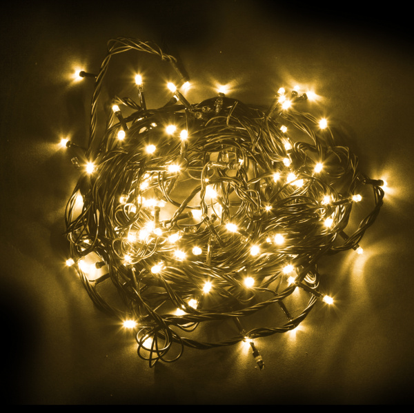 Светодиодная гирлянда Feron CL04 линейная 230V желтый с питанием от сети, контроллером, зеленый шнур