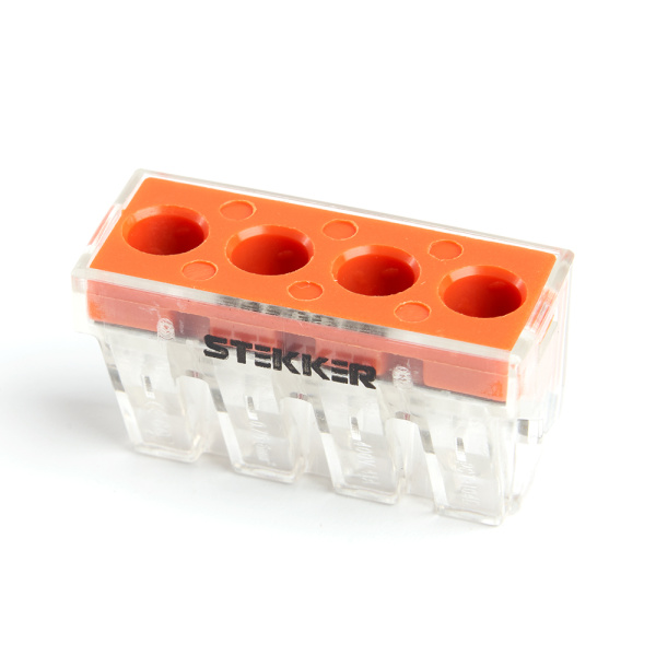 Клемма монтажная 4-проводная STEKKER  для 1-жильного проводника, LD773-174