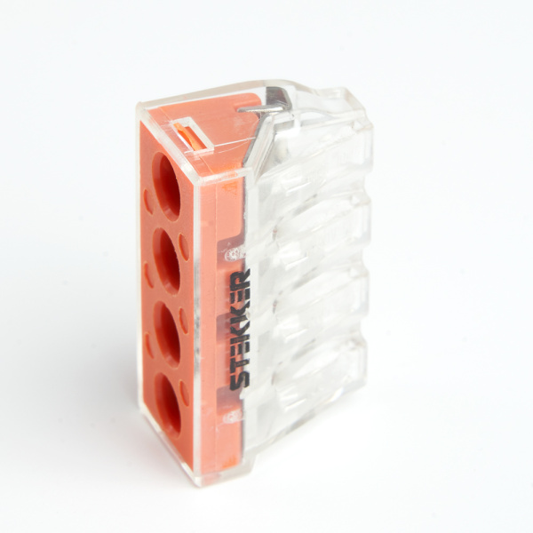 Клемма монтажная 4-проводная STEKKER  для 1-жильного проводника, LD773-174