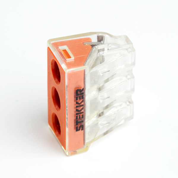 Клемма монтажная 3-проводная STEKKER  для 1-жильного проводника, LD773-173