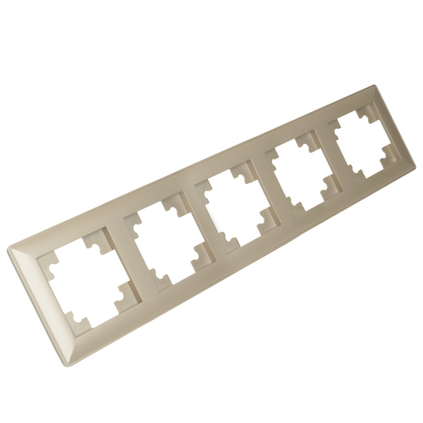 Рамка STEKKER, PFR00-7005-02 5-местная, пластик, серия Катрин, шампань