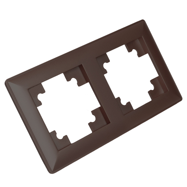 Рамка STEKKER, PFR00-7002-04 2-местная, пластик, серия Катрин, шоколад