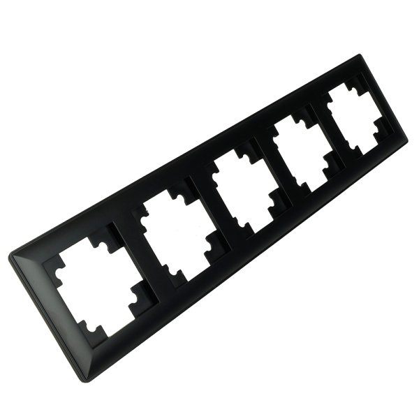 Рамка STEKKER, PFR00-7005-05 5-местная, пластик, серия Катрин, черный