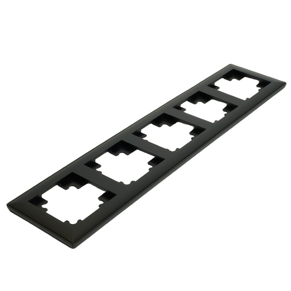 Рамка STEKKER, PFR00-7005-05 5-местная, пластик, серия Катрин, черный