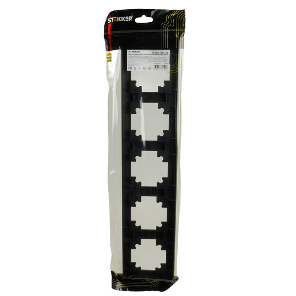 Рамка STEKKER, PFR00-7005-05 5-местная, пластик, серия Катрин, черный