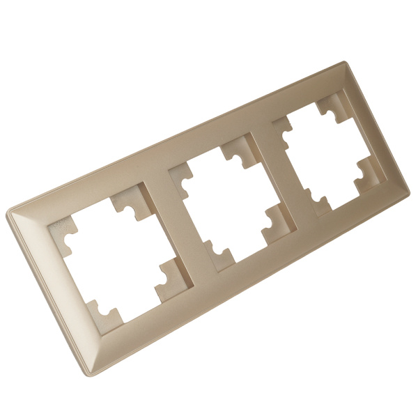 Рамка STEKKER, PFR00-7003-02 3-местная, пластик, серия Катрин, шампань