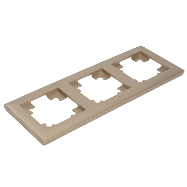 Рамка STEKKER, PFR00-7003-02 3-местная, пластик, серия Катрин, шампань