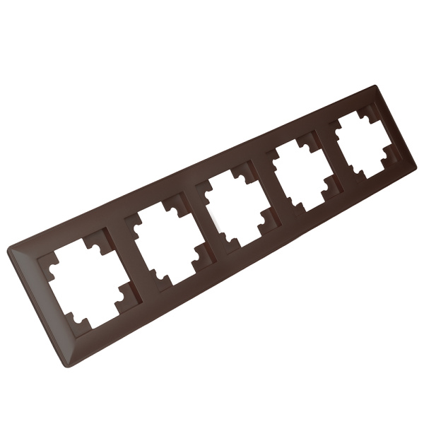 Рамка STEKKER, PFR00-7005-04 5-местная, пластик, серия Катрин, шоколад