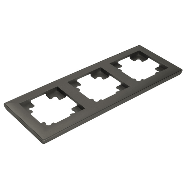 Рамка STEKKER, PFR00-7003-06 3-местная, пластик, серия Катрин, графит