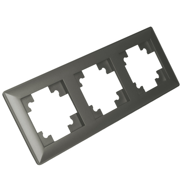 Рамка STEKKER, PFR00-7003-06 3-местная, пластик, серия Катрин, графит