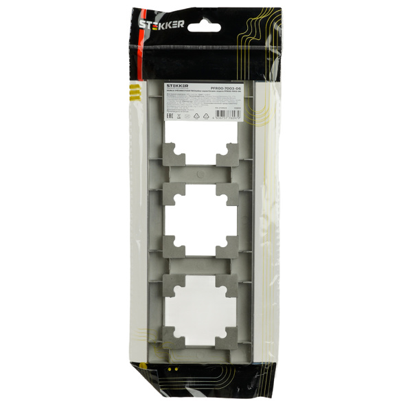 Рамка STEKKER, PFR00-7003-06 3-местная, пластик, серия Катрин, графит