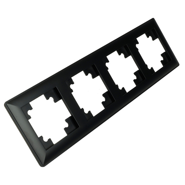 Рамка STEKKER, PFR00-7004-05 4-местная, пластик, серия Катрин, черный