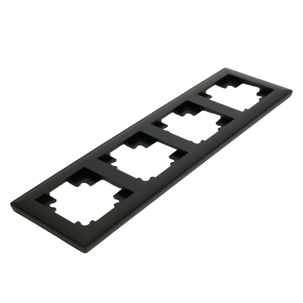 Рамка STEKKER, PFR00-7004-05 4-местная, пластик, серия Катрин, черный