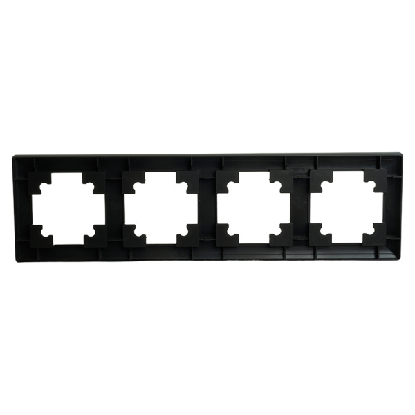 Рамка STEKKER, PFR00-7004-05 4-местная, пластик, серия Катрин, черный