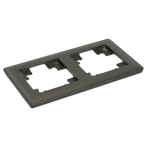 Рамка STEKKER, PFR00-7002-06 2-местная, пластик, серия Катрин, графит