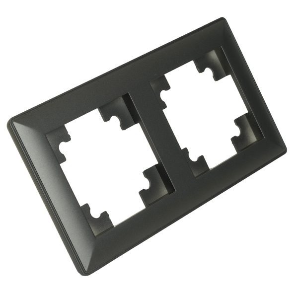 Рамка STEKKER, PFR00-7002-06 2-местная, пластик, серия Катрин, графит