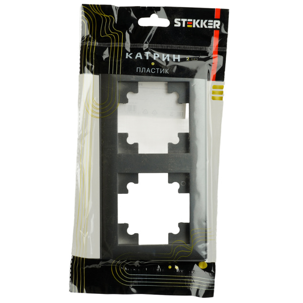 Рамка STEKKER, PFR00-7002-06 2-местная, пластик, серия Катрин, графит