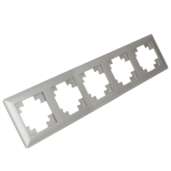 Рамка STEKKER, PFR00-7004-03 4-местная, пластик, серия Катрин, серебро