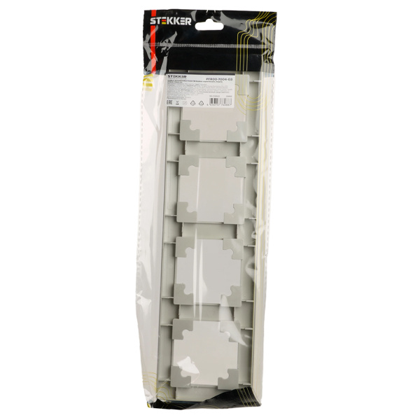 Рамка STEKKER, PFR00-7004-03 4-местная, пластик, серия Катрин, серебро