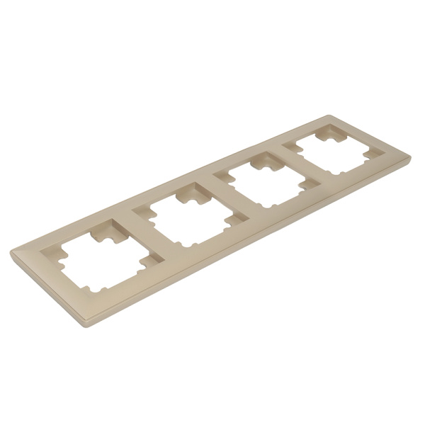 Рамка STEKKER, PFR00-7004-02 4-местная, пластик, серия Катрин, шампань