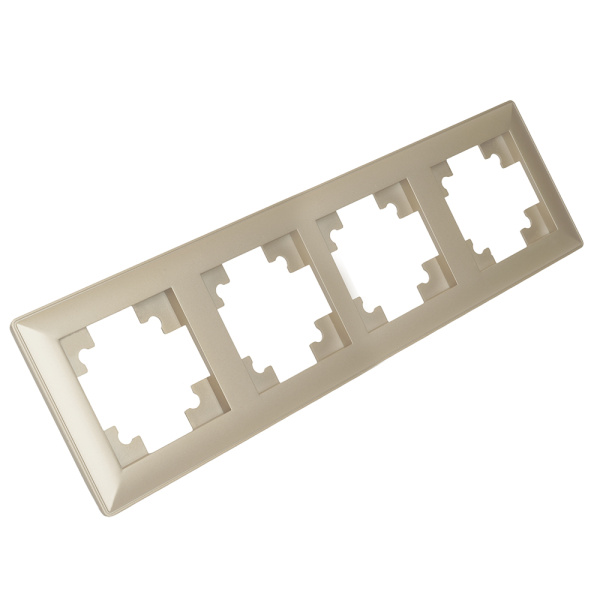 Рамка STEKKER, PFR00-7004-02 4-местная, пластик, серия Катрин, шампань