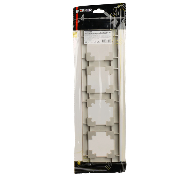 Рамка STEKKER, PFR00-7004-02 4-местная, пластик, серия Катрин, шампань