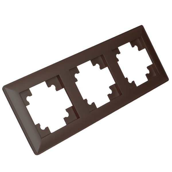 Рамка STEKKER, PFR00-7003-04 3-местная, пластик, серия Катрин, шоколад